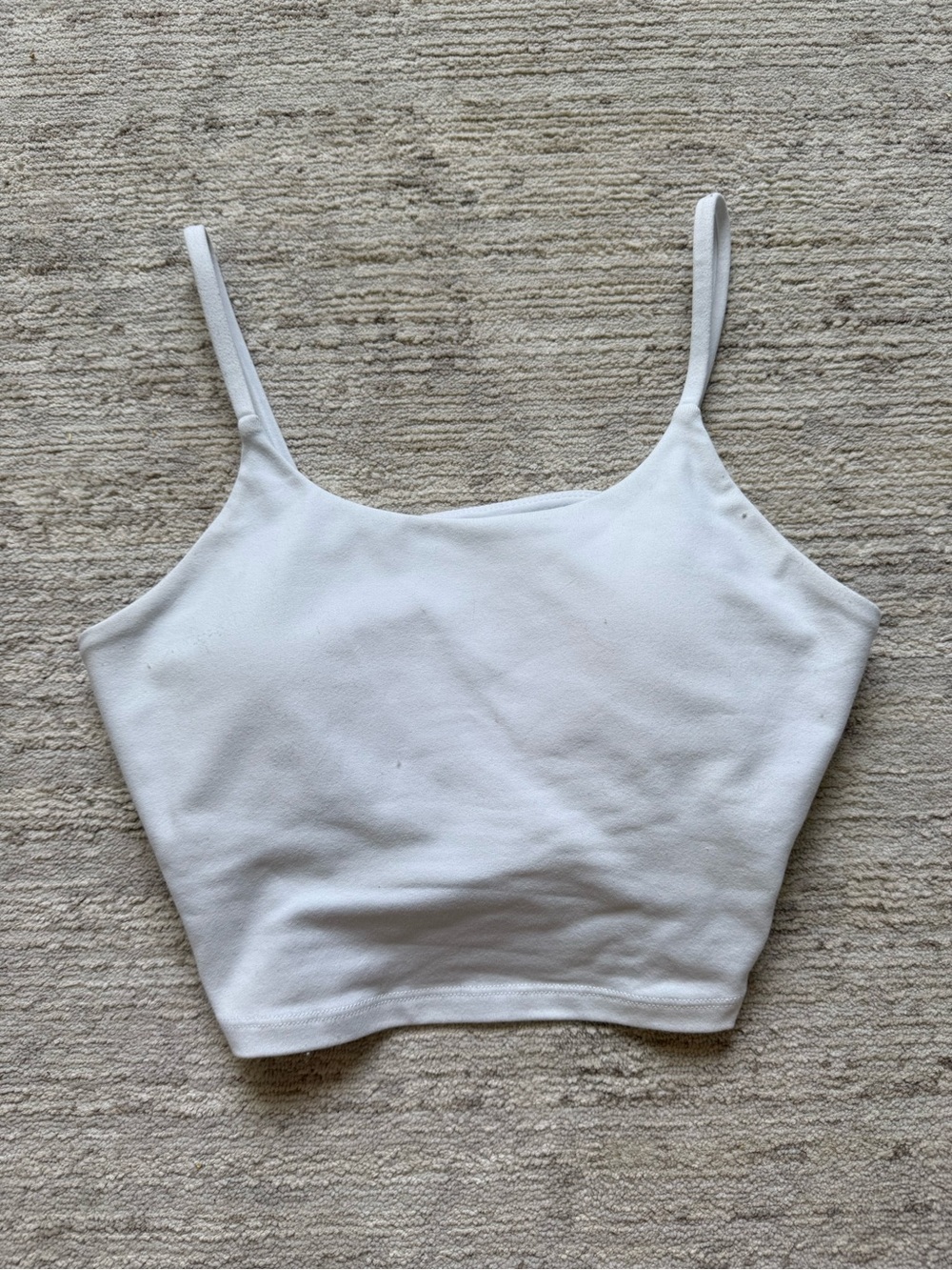 Essential White Cropped Tank Top with Built in Bra - Picture 3 of 4